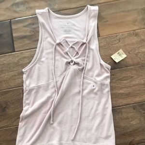 Light pink cropped tie tank top